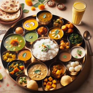 Authentic Indian Vegetarian Thali: Delightful Flavors in a Brass Plate
