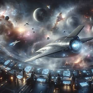Futuristic Galactic Exploration Scene in Advanced Civilization