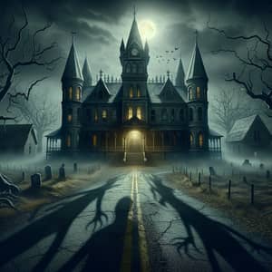 Eerie Victorian School in Misty Midnight Town