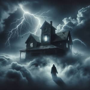 Chilling Scene: Lightning Strikes Abandoned Haunted House