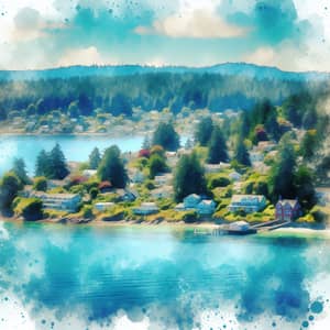 Tranquil Whidbey Island: Luminous Watercolor Scene