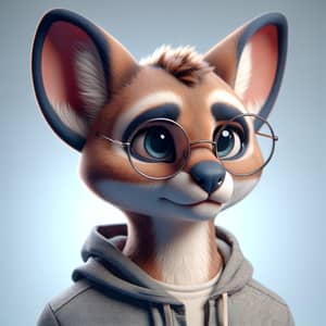 Anthropomorphic Furry with Rounded Glasses Hoodie Look