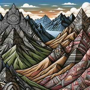 Tribal Pattern Mountain Design | Beautiful Mountain Landscape