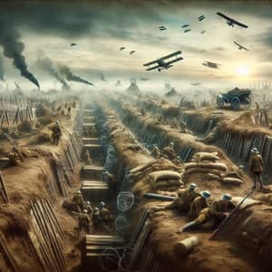 First World War Reality: Historic Battle Scene with Trenches & Warplanes