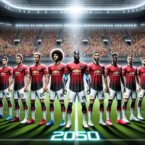 Futuristic Manchester United Team 2050 | Diverse Players on High-Tech Pitch