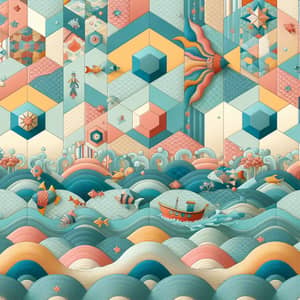 Ocean-Themed Wallpaper Design for Girl's Bedroom | Vibrant Sea Pattern