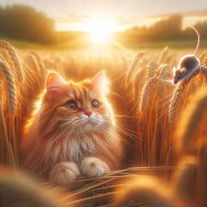 Red-Haired Cat in Wheat Field | Wildlife Photography