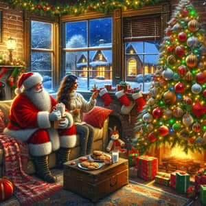 Festive Holiday Scene: Christmas Decorations & Warm Moments