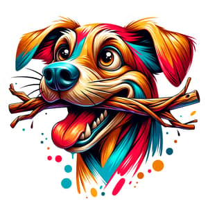 Colorful Street Dog Painting: Vibrant Animated Style