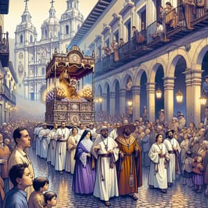 Semana Santa Illustration: Vibrant Holy Week Procession