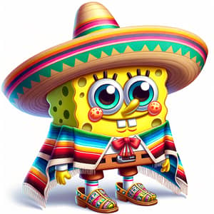 Mexican SpongeBob: Traditional Attire Cartoon Character