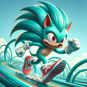 Speedy Hedgehog | Unique Turquoise Sonic with Red Shoes