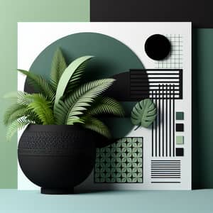Black Planter and Green Plant Background Design Ideas