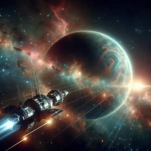 Futuristic Spaceship Journey to Unexplored Strange Planet