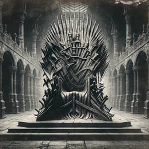 Enigmatic Iron Throne in Ancient Palace | Dramatic Stone Architecture