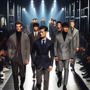 Luxury Men's Fashion Show with Diverse Models on Stylish Ramp