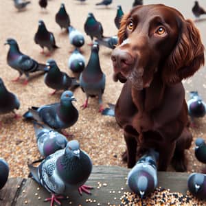 Pudelpointer Dog Watching Pigeons | Playful Canine Sight