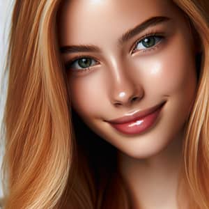 Striking Golden Blonde Young Woman with Captivating Green Eyes