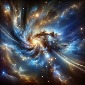 Majestic Galactic Phenomenon: Exploding Blue & Golden Galaxy