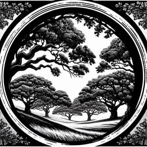 Vintage Oak Tree Engraving T-Shirt Design