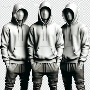 White Male Rappers in Stylish Hoodies on Urban Background