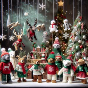 Festive Christmas Puppets in Winter Wonderland Scene