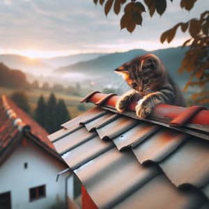 Cat Playing on Roof - Enjoy Whimsical Moments