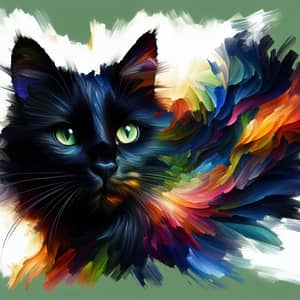 Majestic Black Cat Digital Painting | Vibrant Colors & Playfulness