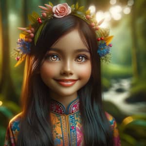 Vibrant Malay Girl Portrait in Lush Rainforest