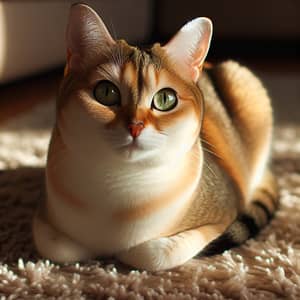 Medium-Sized Cat with Cream and Brown Coat | Enchanting Green Eyes