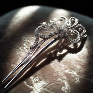 Elegant Silver Hairpin with Diamond Cluster Design