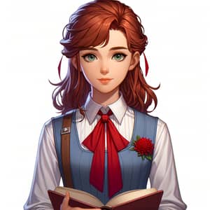 Red-Haired Teenage Girl in Pioneer Tie - Character from a Computer Game