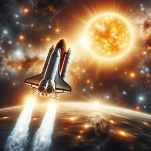 Awe-Inspiring Scene: Space Shuttle Journey to the Sun