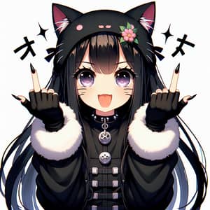 Anime Teenage Girl in Full Cat Costume | Playful & Rebellious Look