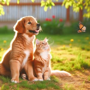 Cat and Dog Friendship in Sunny Park | Harmony Scene