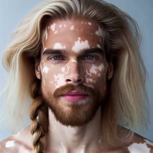33-Year-Old Caucasian Man with Long Blonde Hair and Vitiligo