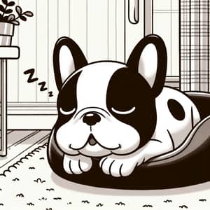 Tranquil Black and White French Bulldog Sleeping Peacefully
