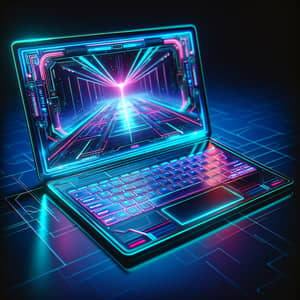 Futuristic Laptop with Holographic Display - Cyberpunk Inspired Design