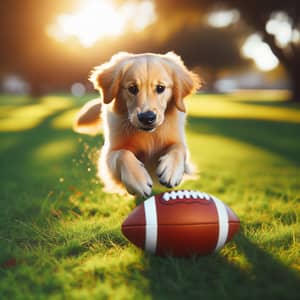 Energetic Dog Playing with Vibrant Football - Joyful Park Moment
