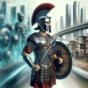 Roman Soldier in Futuristic City: Bridging Past and Future