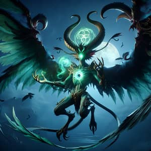 Mystical Villain with Expansive Wings | Dramatic Moonlit Scene