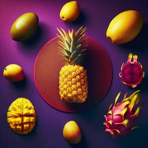 Tropical Feast: Golden Pineapple, Luscious Mango, and Beautiful Dragon Fruit