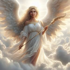 Celestial Angel in Resplendent White, Power and Compassion