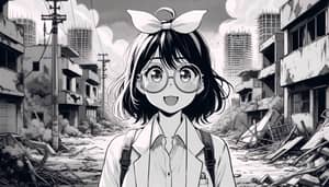 Urban Post-Apocalyptic Anime Girl Scientist Exploring | 90s Artstyle