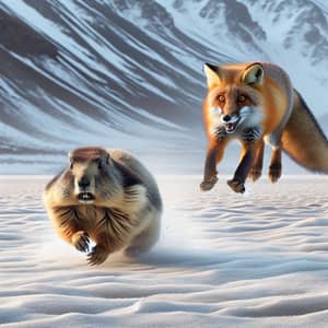 Intense Wilderness Chase Scene: Marmot vs. Tibetan Fox