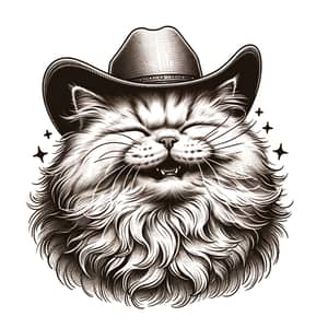Joyful Domestic Cat with Cowboy Hat - Cute & Playful Feline