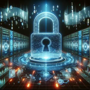 Futuristic Data Security | High-Tech Digital Padlock & Encryption