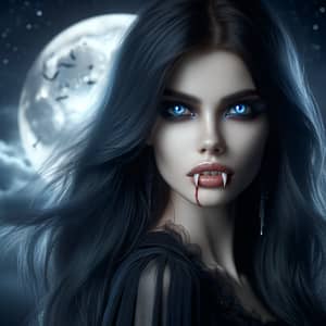 Dark Fantasy Female Vampire with Blue Eyes | Mesmeric Beauty