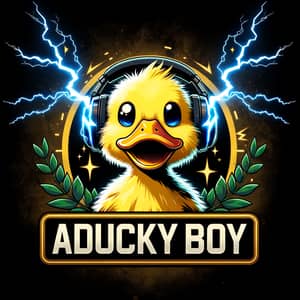 Aduckyboy - Yellow Duckling Gamer with Lightning Bolts