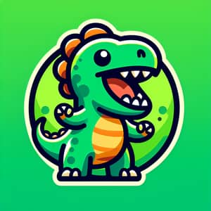 Dinosaur Boy Logo on Green Background